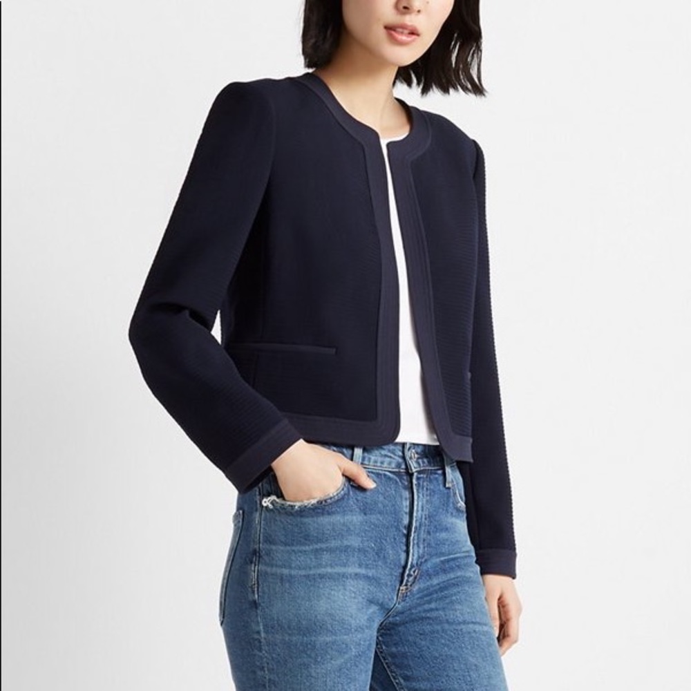 Club Monaco Textured Collarless Jacket